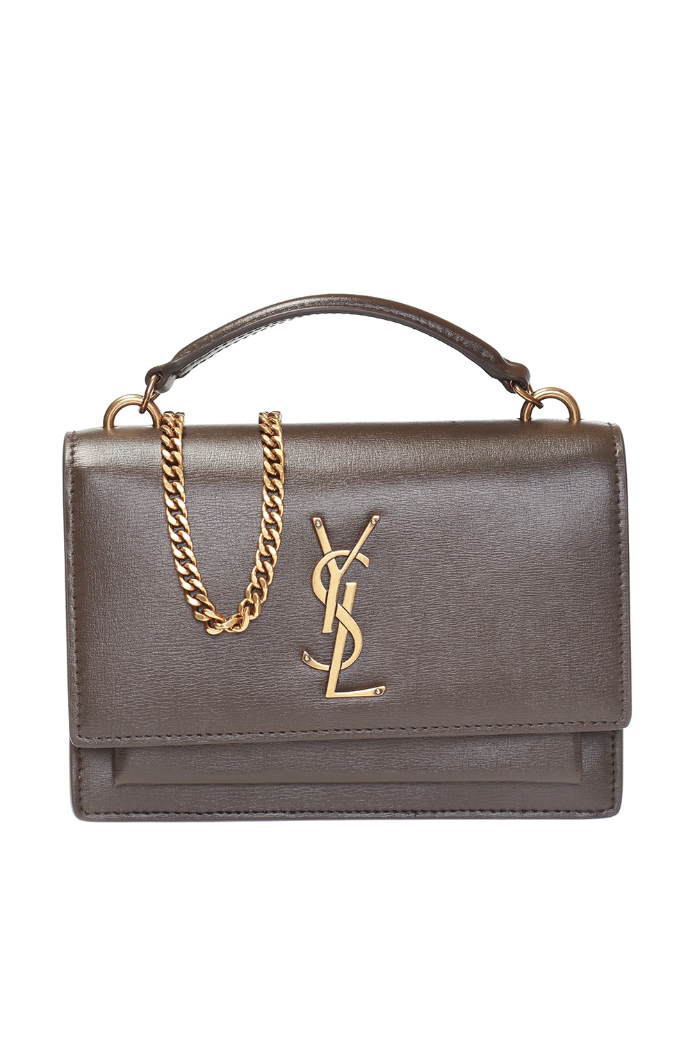 saint laurent ysl clutch gold metallic leather pyramid